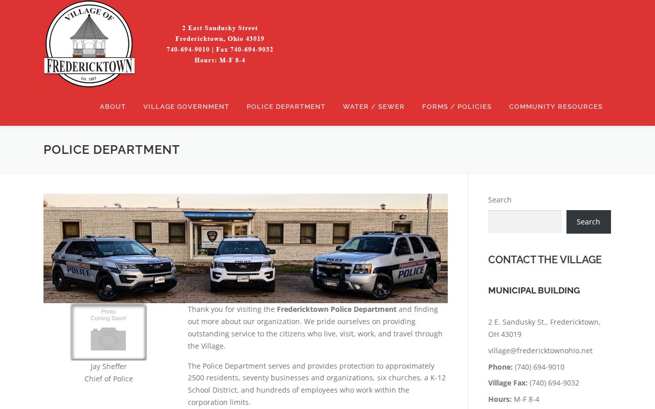 Fredericktown Police Department official page for Knox County arrest records